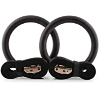 FFitness Gym Rings - Anillas de Gimnasia con Correas de ABS- Color Negro- diámetro 23 cm